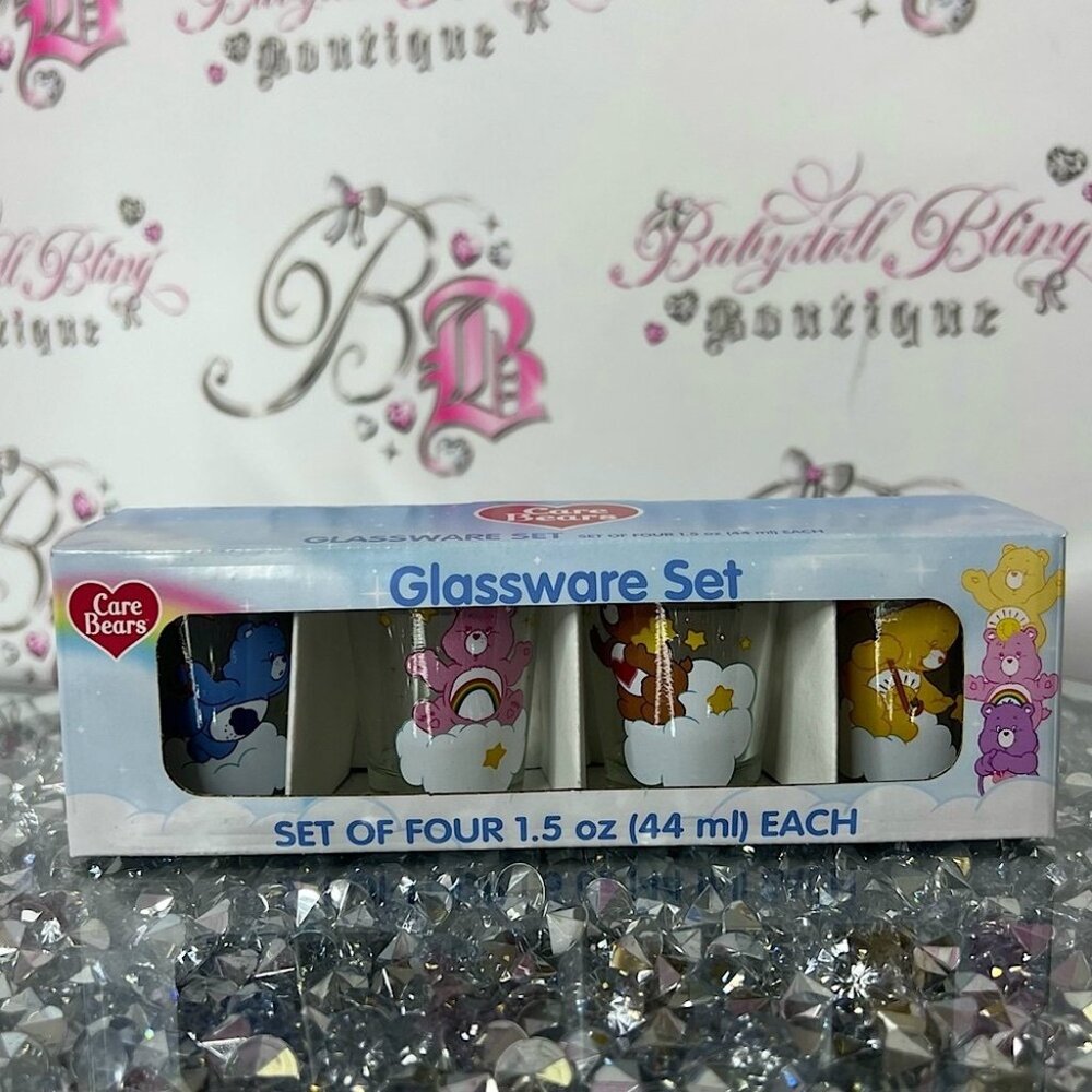 Care Bears Glassware Set 4 shot glasses brand new in package cute bears